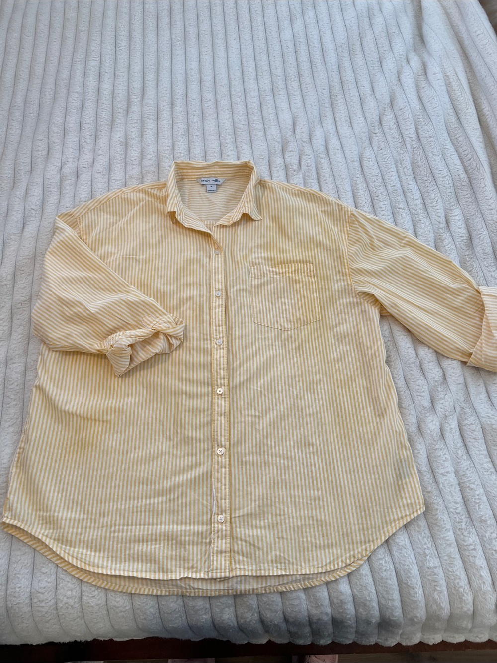 Old Navy Yellow Stripe Women's Button-Down “The Boyfriend Shirt”